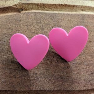 Pink Heart Geometric Stud Earrings OVERSIZE Fashion Women Love Valentine